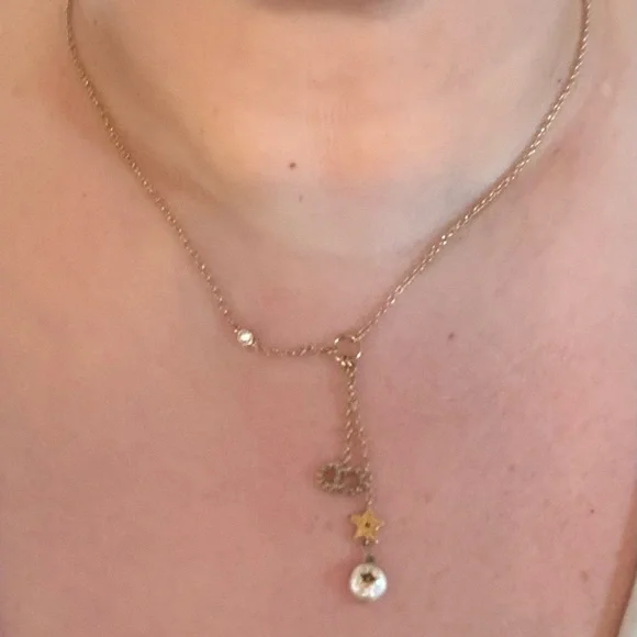 Christian Dior Gold Necklace with Star and Pearl Charms/ cd and stone - Picture 3 of 5